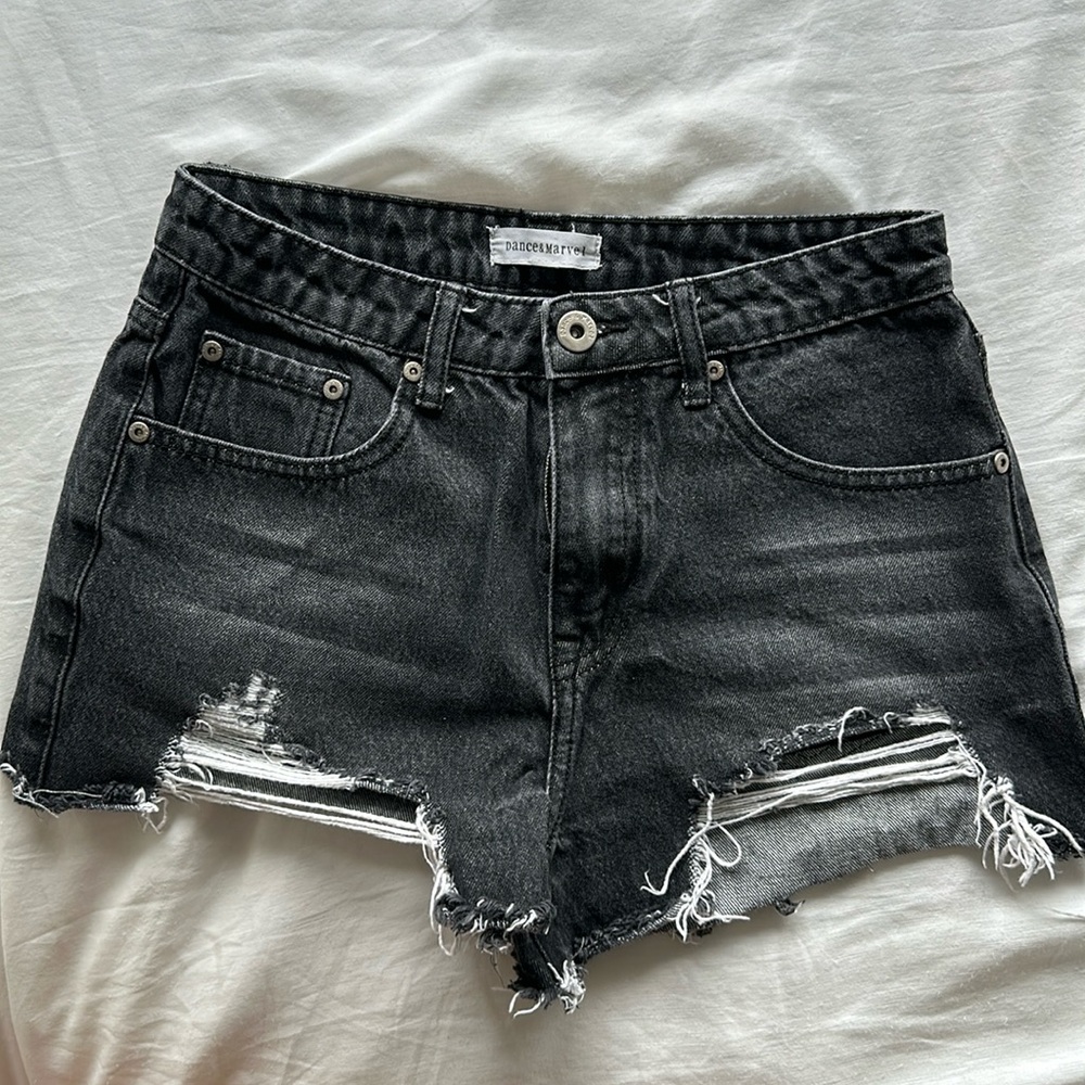 Dance&Marvel frayed black jean shorts